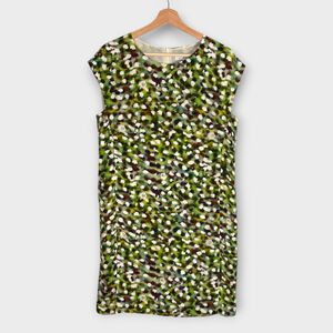 Silk Dress Womans 8 MM LaFleur Maaza Green Yellow Travel Office Teacher